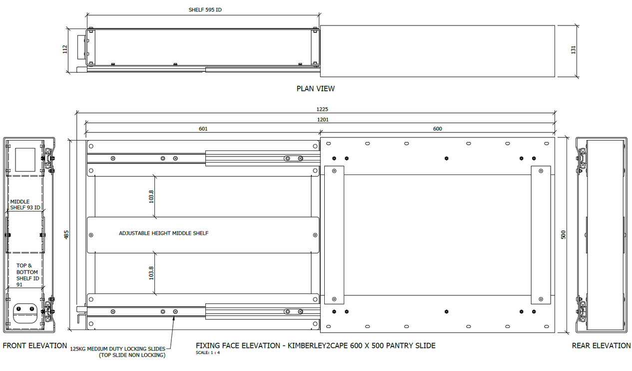 Kimberley2Cape Wall Mount Pantry Slides